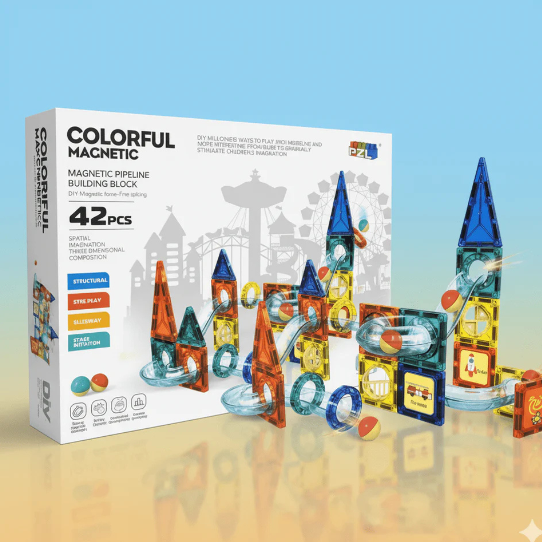 42 Magnetic Tiles Building Blocks Set | Large & Colorful Magnet