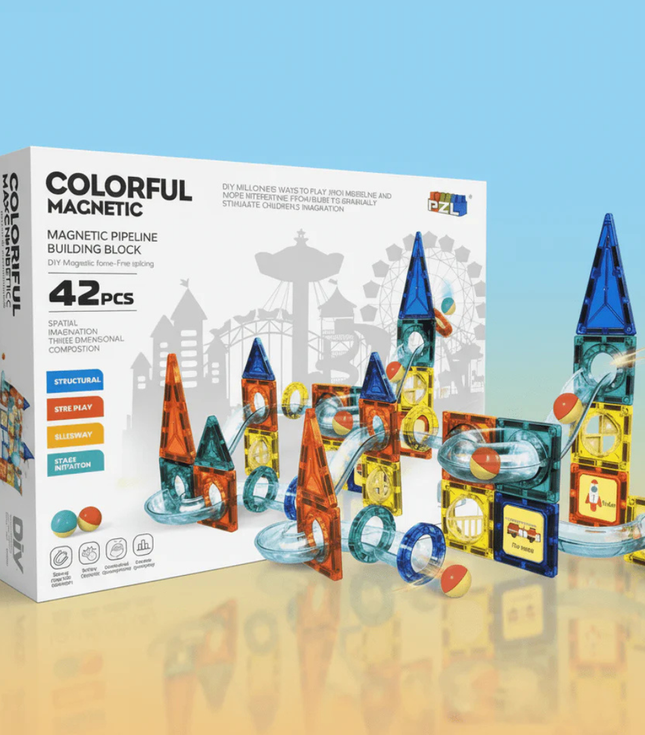 42 Magnetic Tiles Building Blocks Set | Large & Colorful Magnet