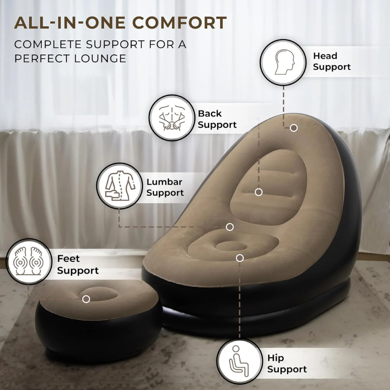 Tobi Air Sofa (TB-3003) | Inflatable Lounger Set | 2-in-1 Sofa Chair with Footstool with Air Pump