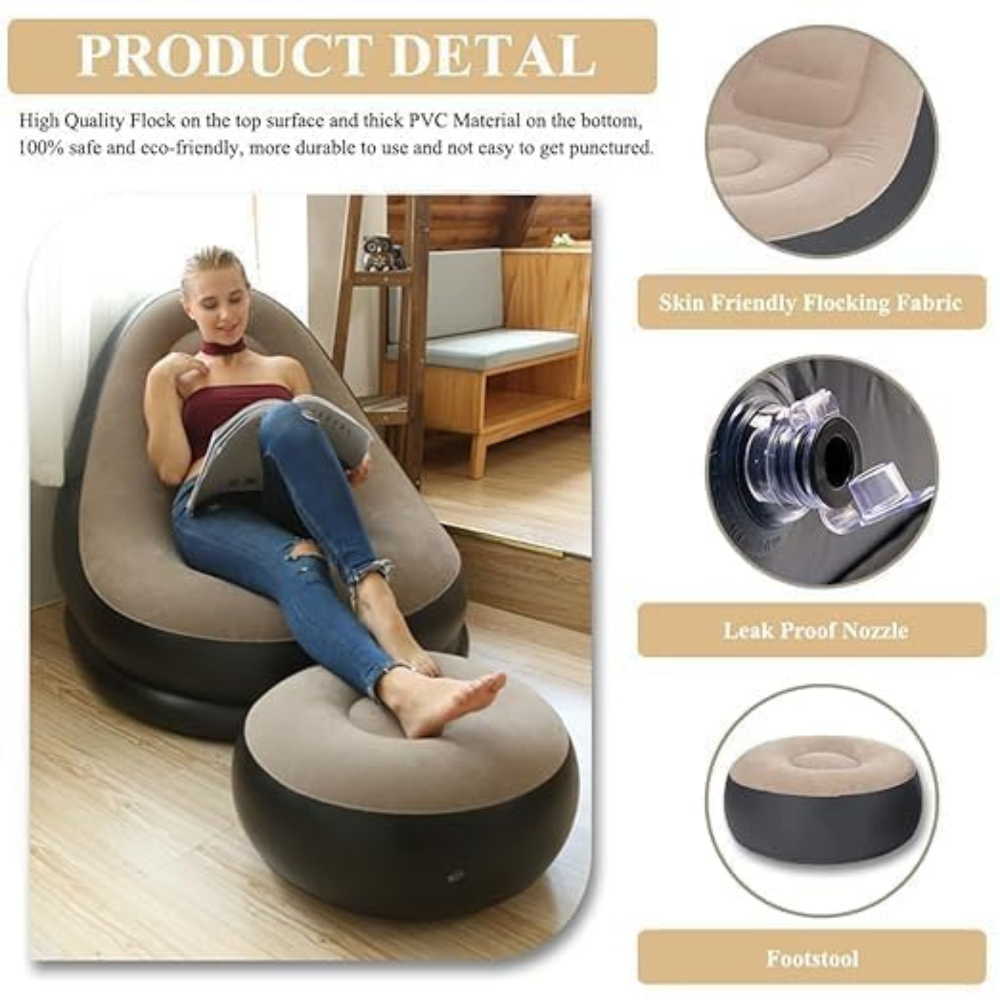 Tobi Air Sofa (TB-3003) | Inflatable Lounger Set | 2-in-1 Sofa Chair with Footstool with Air Pump