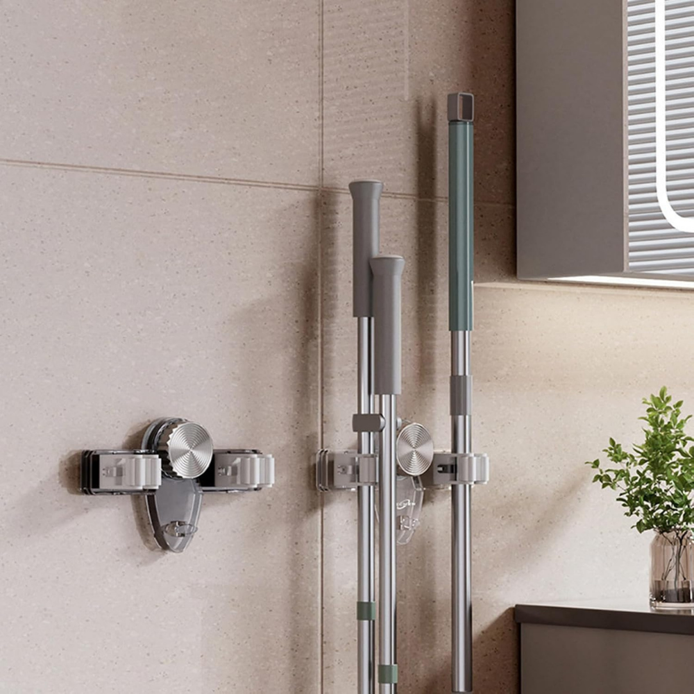 Wall Mounted Mop Holder, Mop Hook Storage, Broom Hanger (Set of 2)