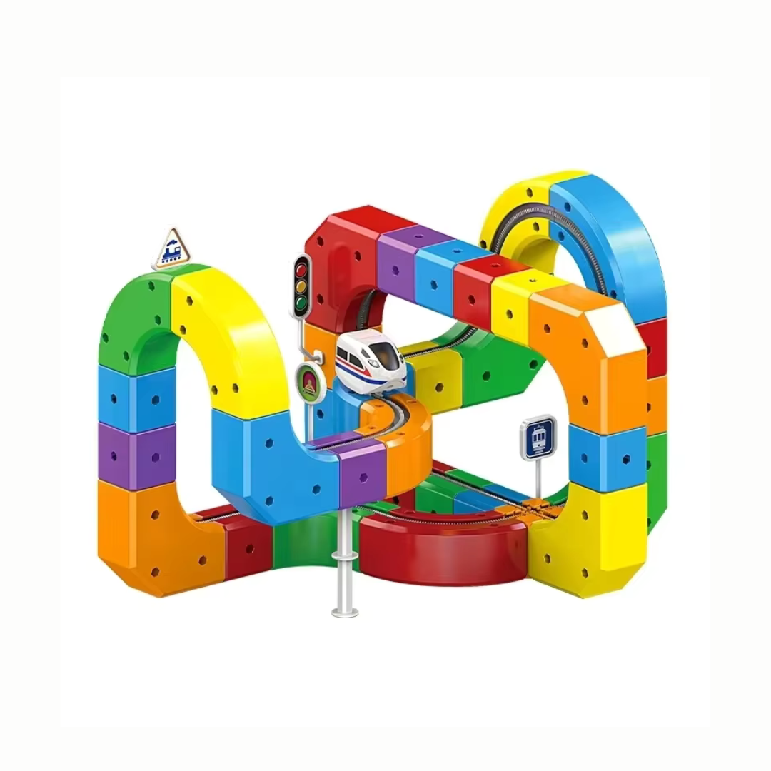 Magnetic Train Railcar 1 *36/A16 Set for Kids | Electric Racing Track With Traffic Signs