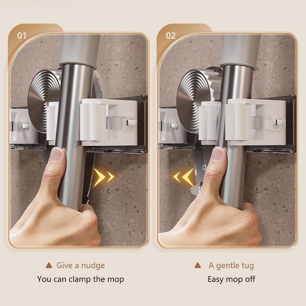 Wall Mounted Mop Holder, Mop Hook Storage, Broom Hanger (Set of 2)