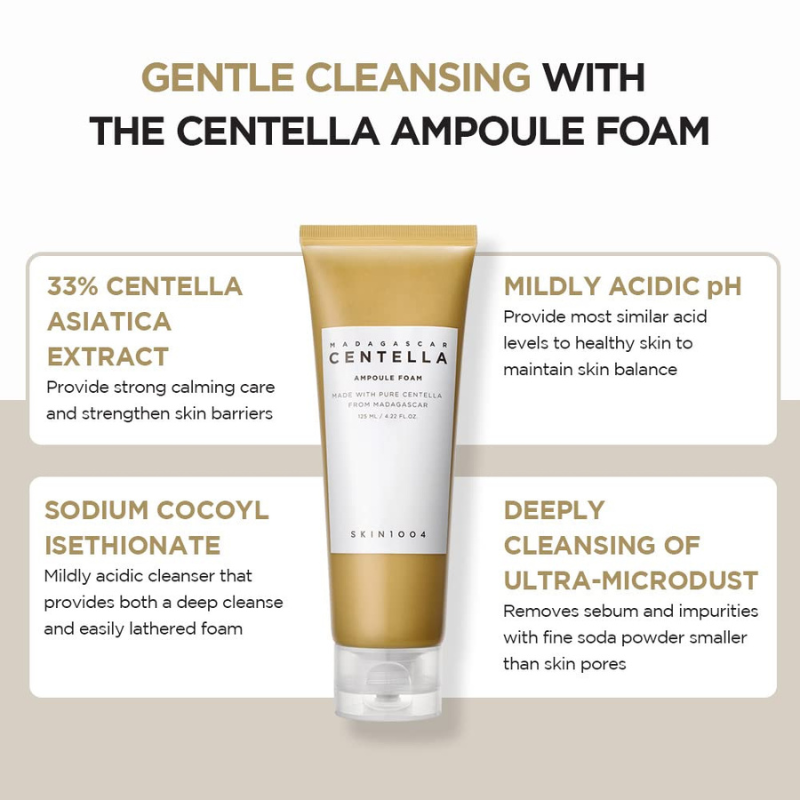 Madagascar Centella Ampoule Foam, 4.23 fl.oz, Korean Face Cleanser & Makeup Remover | Korean Skin