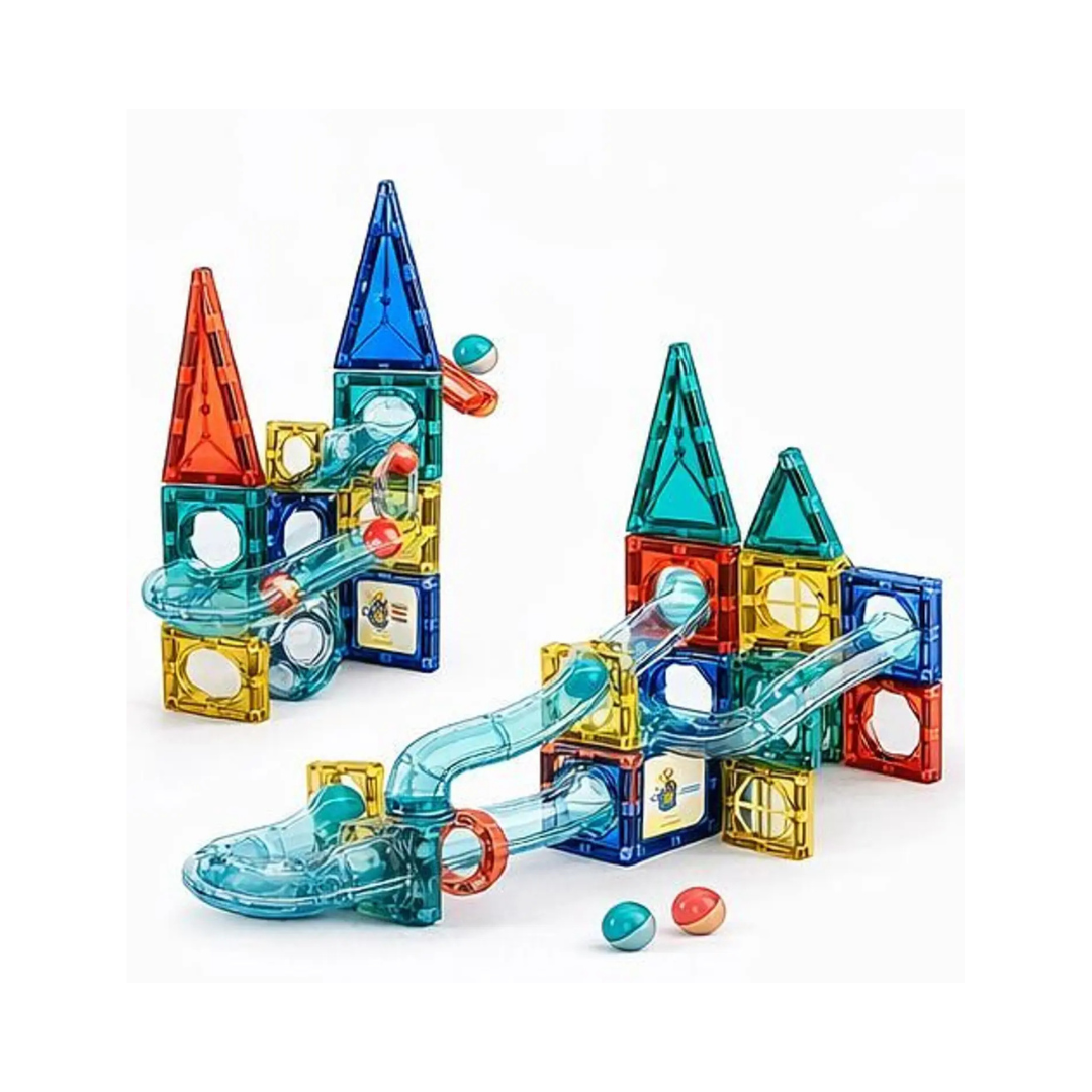97 Magnetic Tiles Building Blocks Set | Large & Colorful Magnet Pipeline Building Blocks