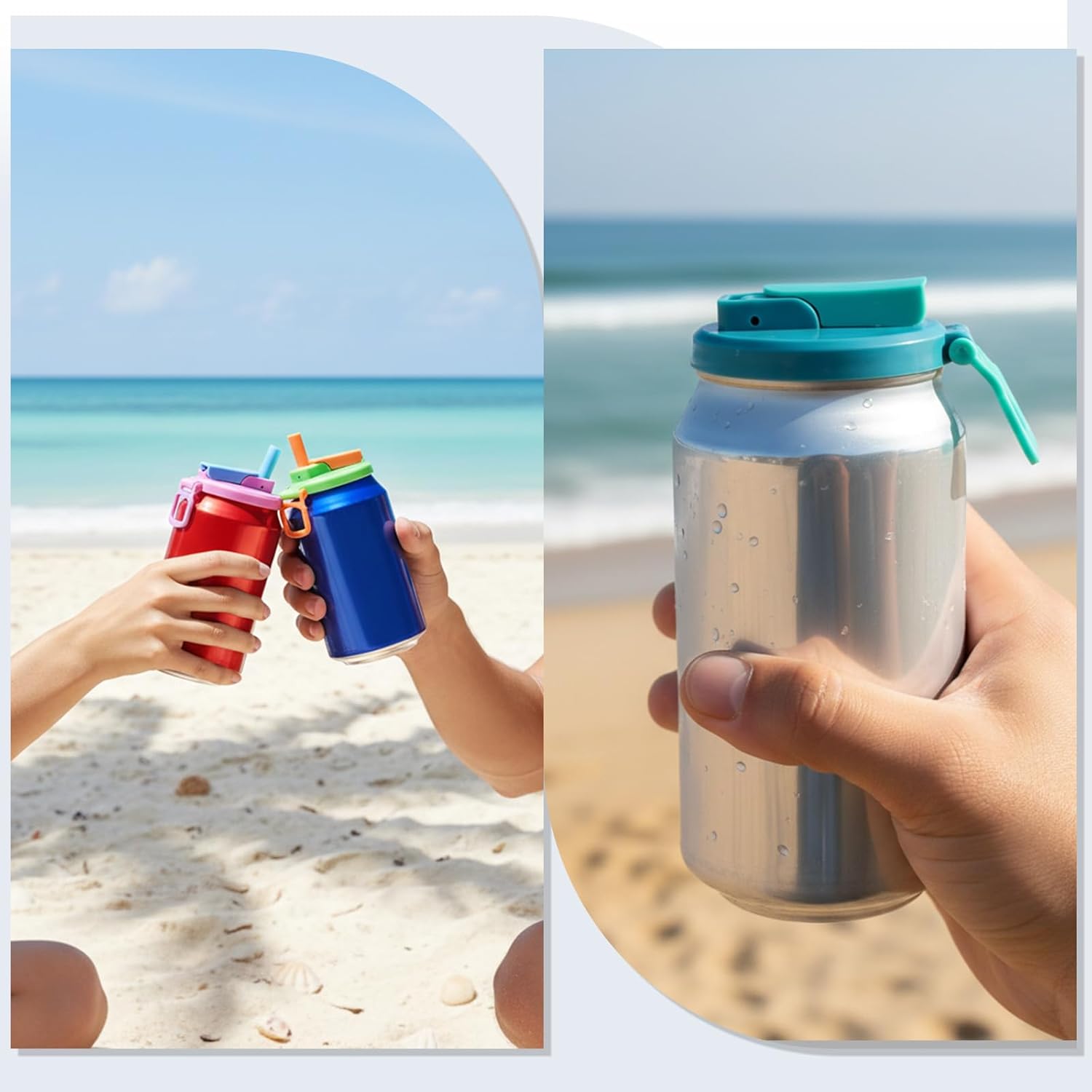 Soda Can Lids with Silicone Straw, Leak-Proof Soda Can Covers