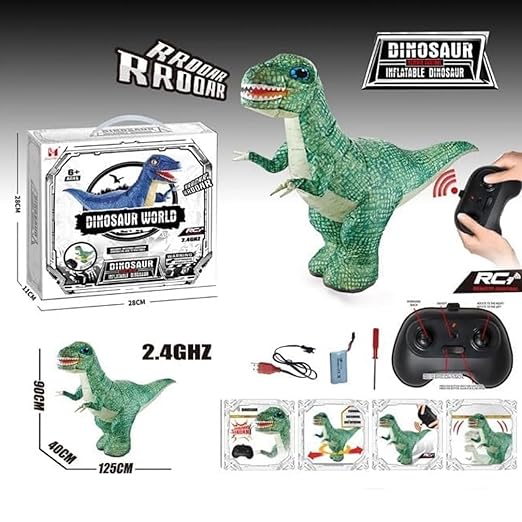 Giant Inflatable RC Dinosaur Toy – Big Remote Control Walking Dino with Lights | USB Rechargeable Electric Dinosaur for Kids