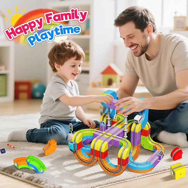 Magnetic Train Railcar 1 *36/A16 Set for Kids | Electric Racing Track With Traffic Signs