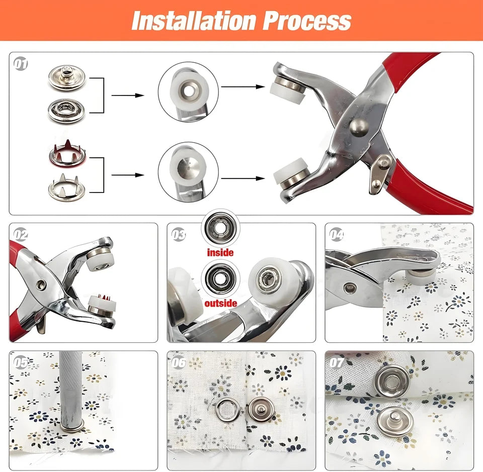 Five-claw Clip Stainless Steel Clamp Four-point Clip Clothing Button Baby Installation Tool