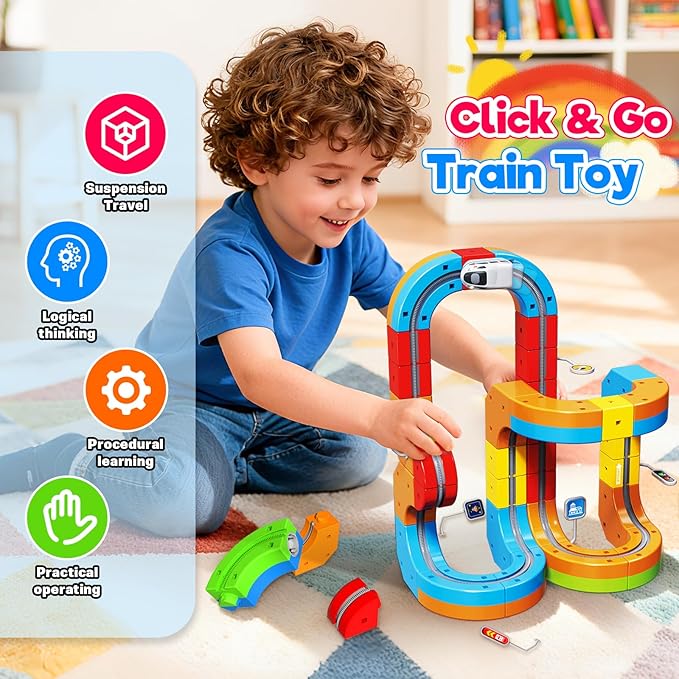 Magnetic Train Railcar 1 *36/A16 Set for Kids | Electric Racing Track With Traffic Signs