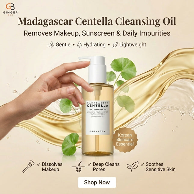 Madagascar Centella Light Cleansing Oil 6.76 fl.oz, 200ml | Gentle Oil Korean Facial Cleanser