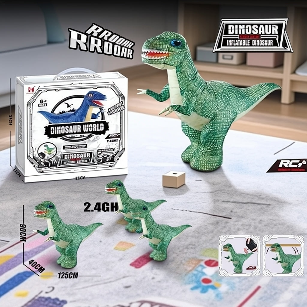 Giant Inflatable RC Dinosaur Toy – Big Remote Control Walking Dino with Lights | USB Rechargeable Electric Dinosaur for Kids