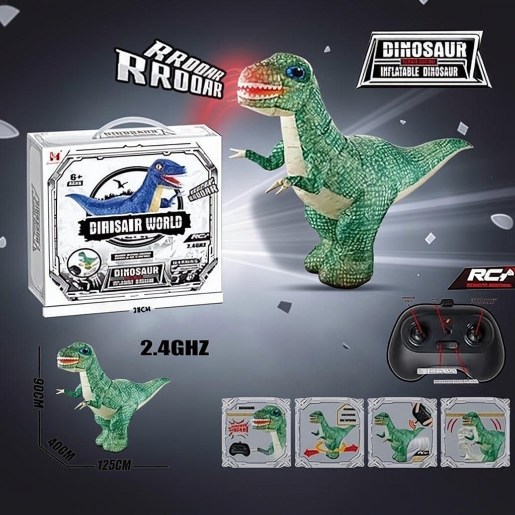 Giant Inflatable RC Dinosaur Toy – Big Remote Control Walking Dino with Lights | USB Rechargeable Electric Dinosaur for Kids