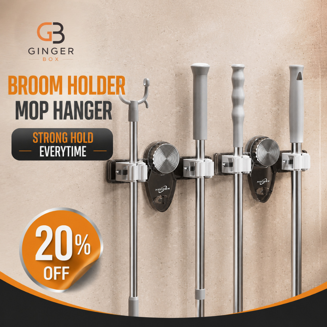 Wall Mounted Mop Holder, Mop Hook Storage, Broom Hanger (Set of 2)