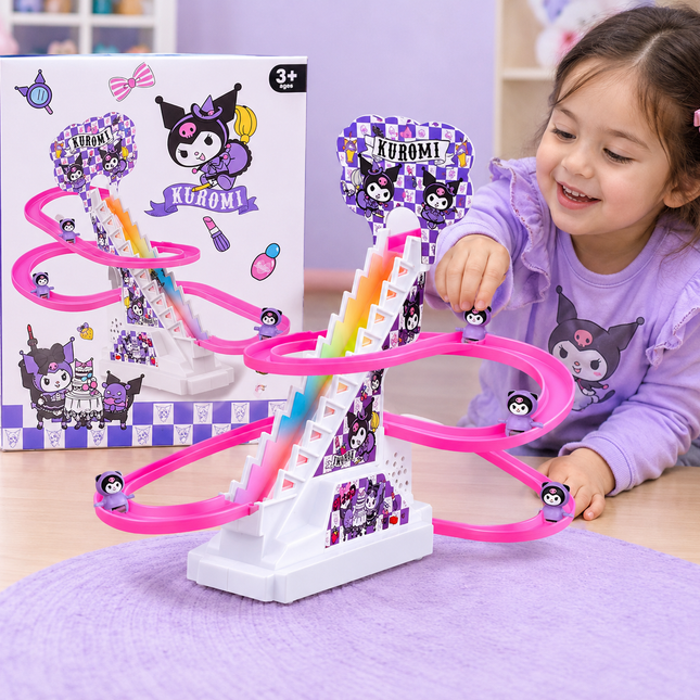 Kurmi Musical Race Track Toy with Climbing Stairs | Battery Operated Racing Game