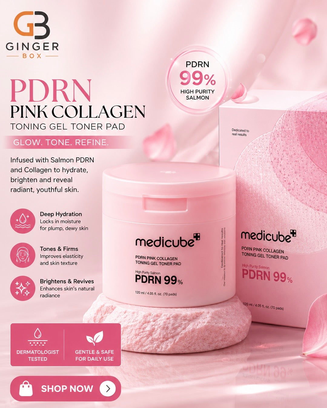 Medicube PDRN Pink Collagen Toning Gel Pad 99%