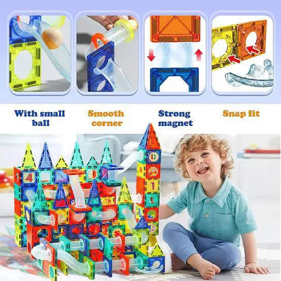 97 Magnetic Tiles Building Blocks Set | Large & Colorful Magnet Pipeline Building Blocks