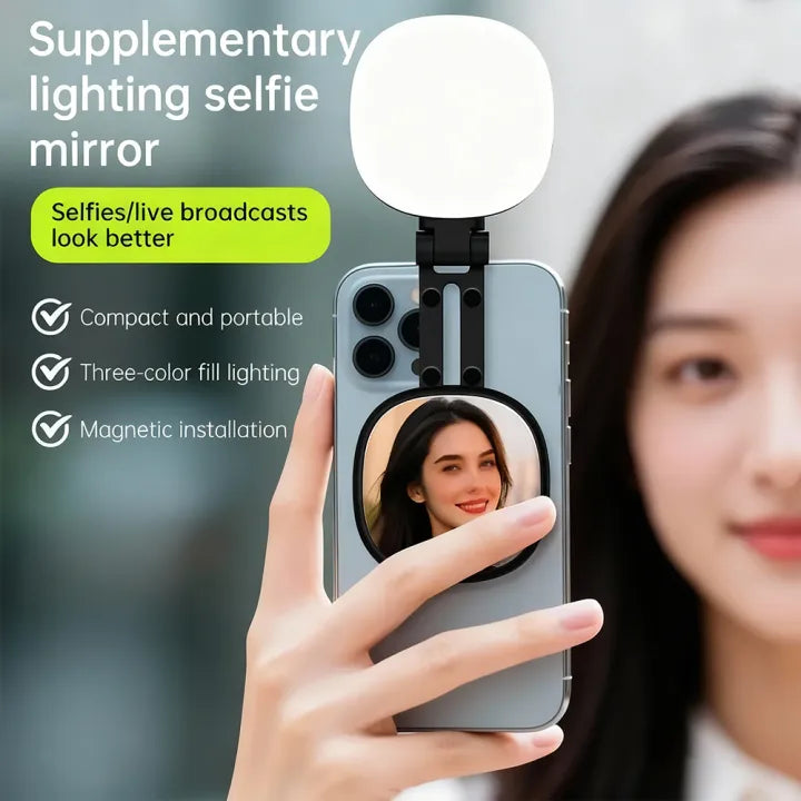 Magnetic Multi-functional Mobile Phone Selfie Mirror Mini Fill light Adjustable