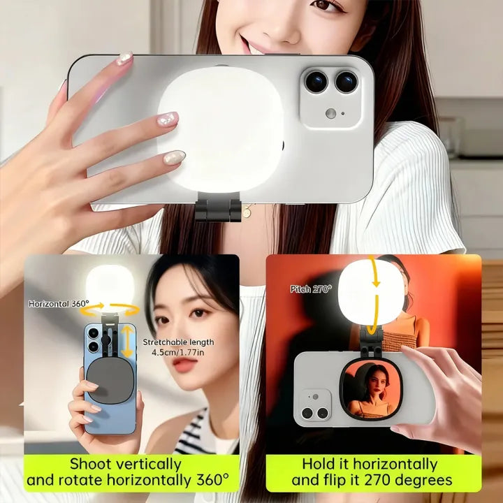 Magnetic Multi-functional Mobile Phone Selfie Mirror Mini Fill light Adjustable
