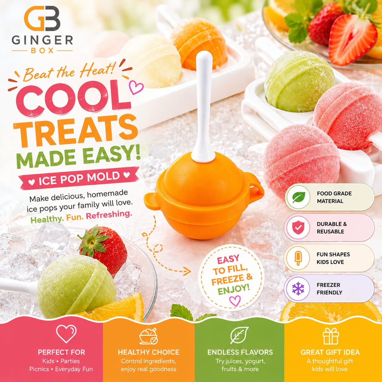Silicone Cube of Ice Tray And Mini Popsicle Molds for Homemade Ice Pops