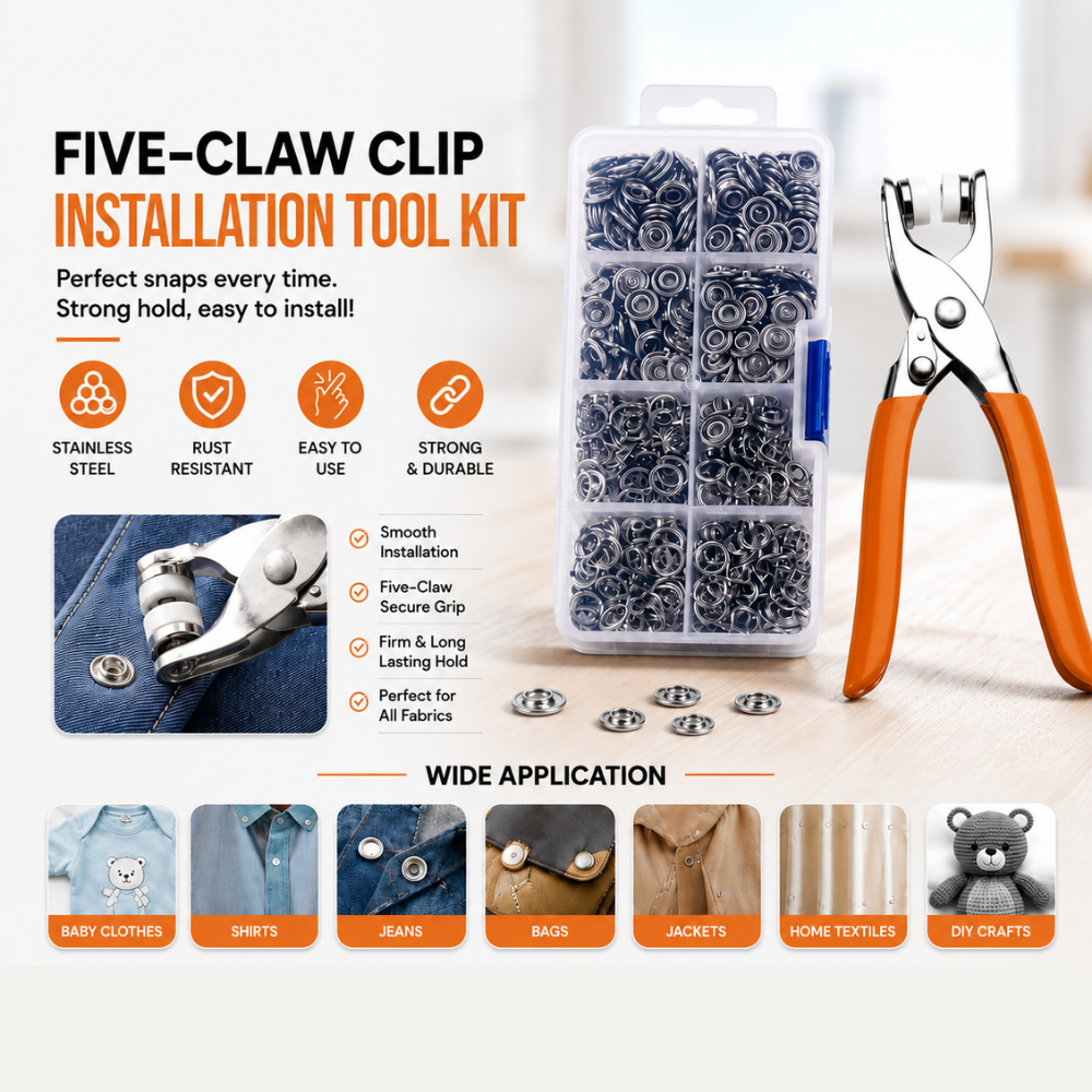 Five-claw Clip Stainless Steel Clamp | Clothing Button Installation Tool