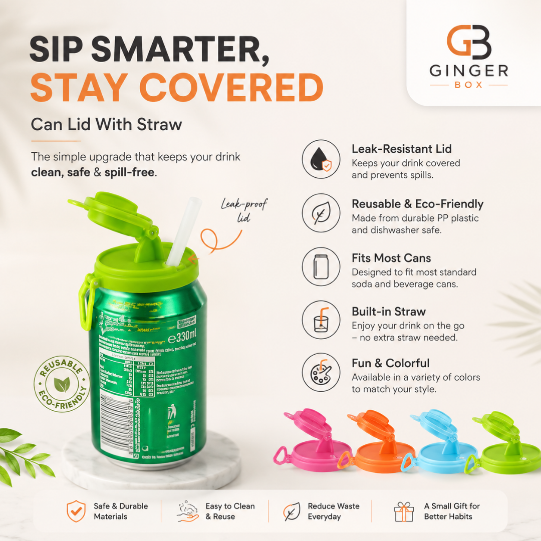 Soda Can Lids with Silicone Straw, Leak-Proof Soda Can Covers