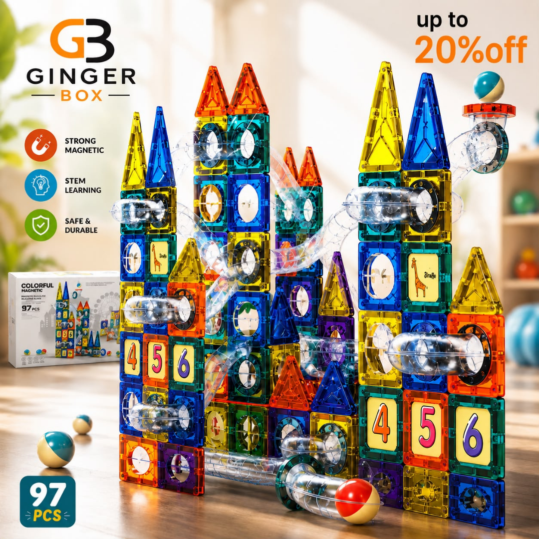 Magnetic Tiles Building Blocks Set | Large & Colorful Magnet Pipeline Building Blocks Best For Kids