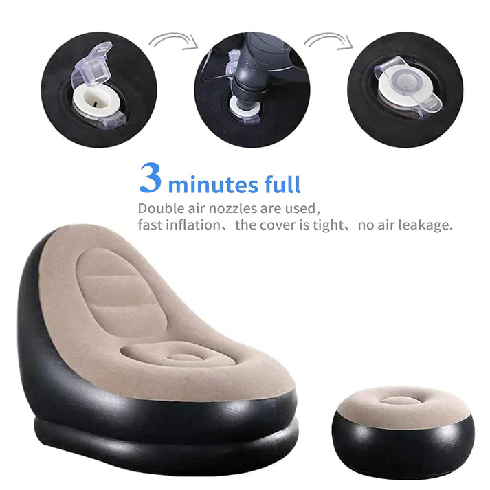 Tobi Air Sofa (TB-3003) | Inflatable Lounger Set | 2-in-1 Sofa Chair with Footstool with Air Pump