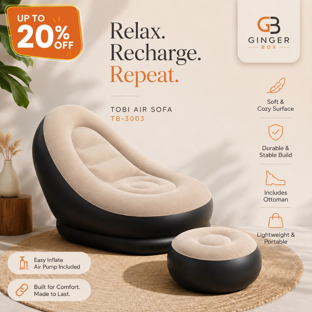 Tobi Air Sofa (TB-3003) | Inflatable Lounger Set | 2-in-1 Sofa Chair with Footstool with Air Pump